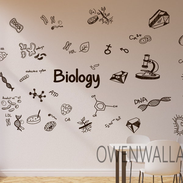 Graffiti Doodle Wissenschaft Biologie Wandsticker Wanddeko Für Schule Wanddekoration