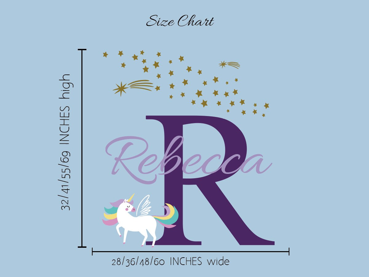 Unicorn Name Wall Decal/custom Name With Unicorn Etsy