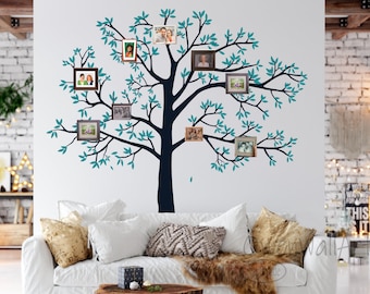 Sticker mural arbre généalogique, sticker mural arbre Photoframe, Art mural grand arbre, décor d’arbre, sticker mural vinyle chambre d’enfant, décoration murale chambre d’enfant