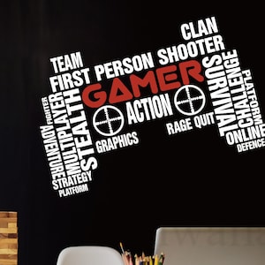 Gamer Controller  Deal, Gaming Wall Decor ,Gamer Wall Sticker , Gamer Vinyl Wall Decal ,  Boys Room Wall Decor , Gaming Decals