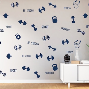 Fitness Gym Wall Sticker , Pattern Quotes For Sports Wall, Home Gym Decor , Gym Studio Decor,  Inspirational Gym Fitness Wall Art