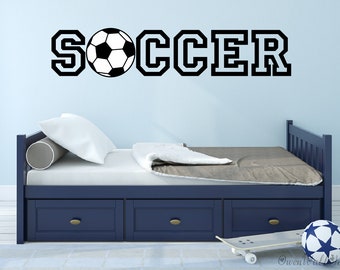 Soccer Wall Decals - Football With Name  Wall Decal, Sports Theme Sticker, Boys Room Decal, Nursery Kids Decor
