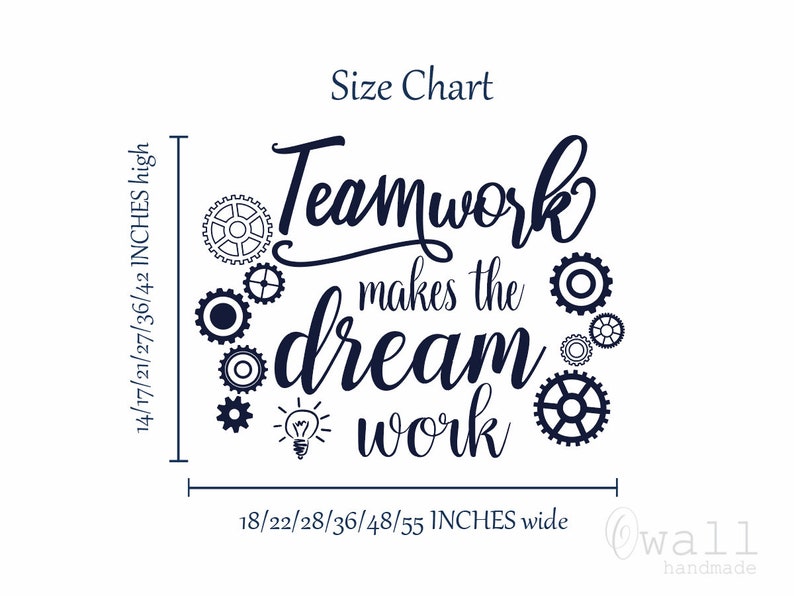 Teamwork Makes the Dream Work Vinyl Wall Decal - Office Decor - Etsy