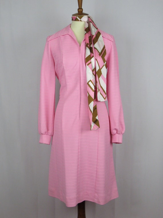 Vintage 1960's "Lee Holliday" Pink Dress and Scarf - image 1