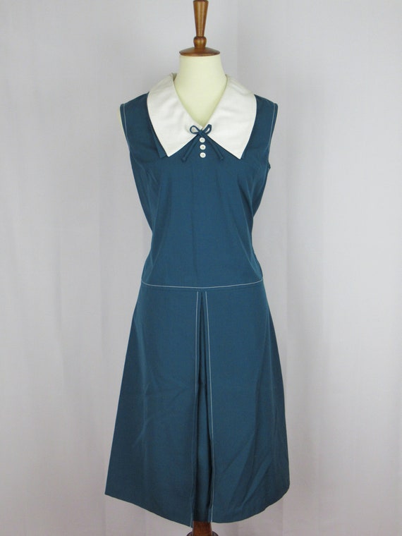 Vintage 1960's "Bobbie Brooks" Blue Dress with Whi