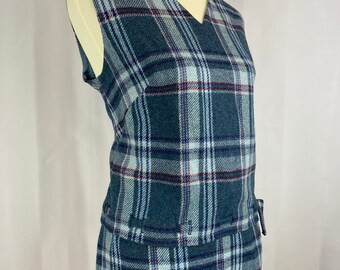 Vintage 1950’s “Jo Collins” Plaid Navy and Berry Two-Piece Wool Suit