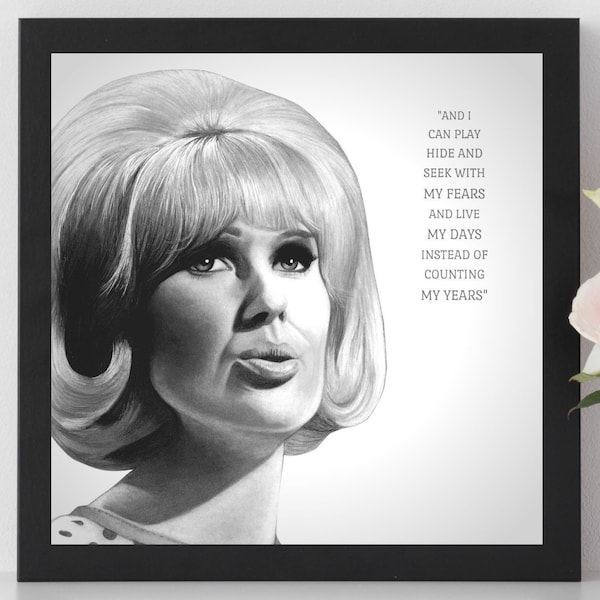 Dusty Springfield Print - Portrait Drawing - With Song Lyrics