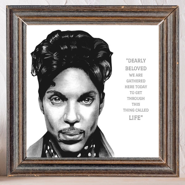 Prince Rogers Nelson Print - Portrait Drawing - With Song Lyrics