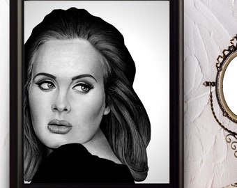 Adele Portrait Drawing With Hello Lyrics - Signed Giclée Art Print A5 ...