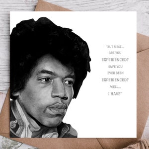 Jimi Hendrix Greetings Card - With Song Lyrics - Portrait Drawing