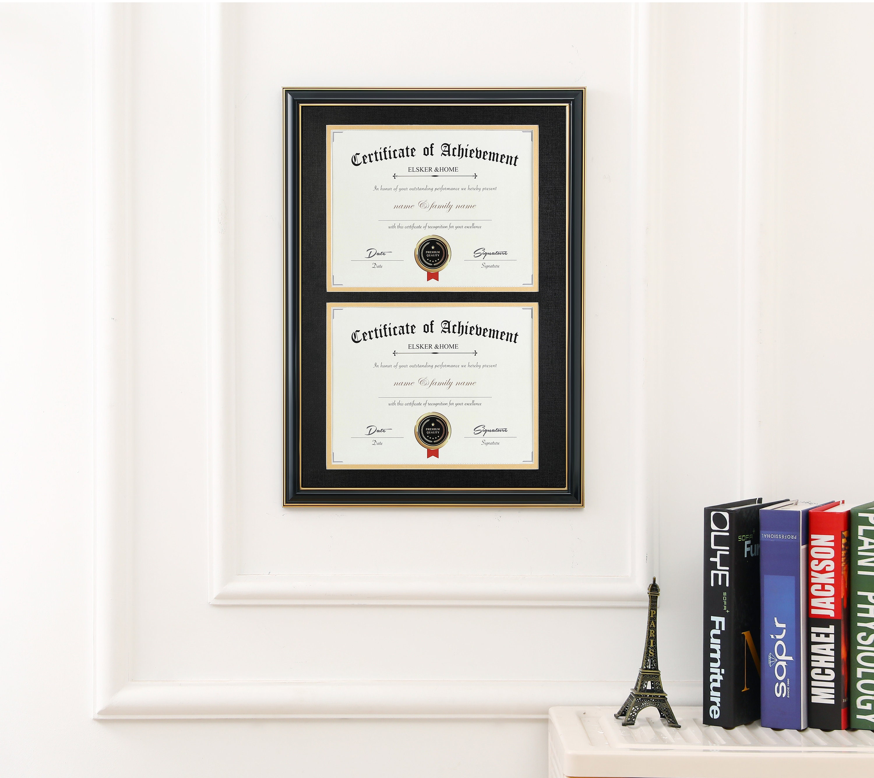 Documents Certificates Frame Double Mat Black Mat With Golden Etsy