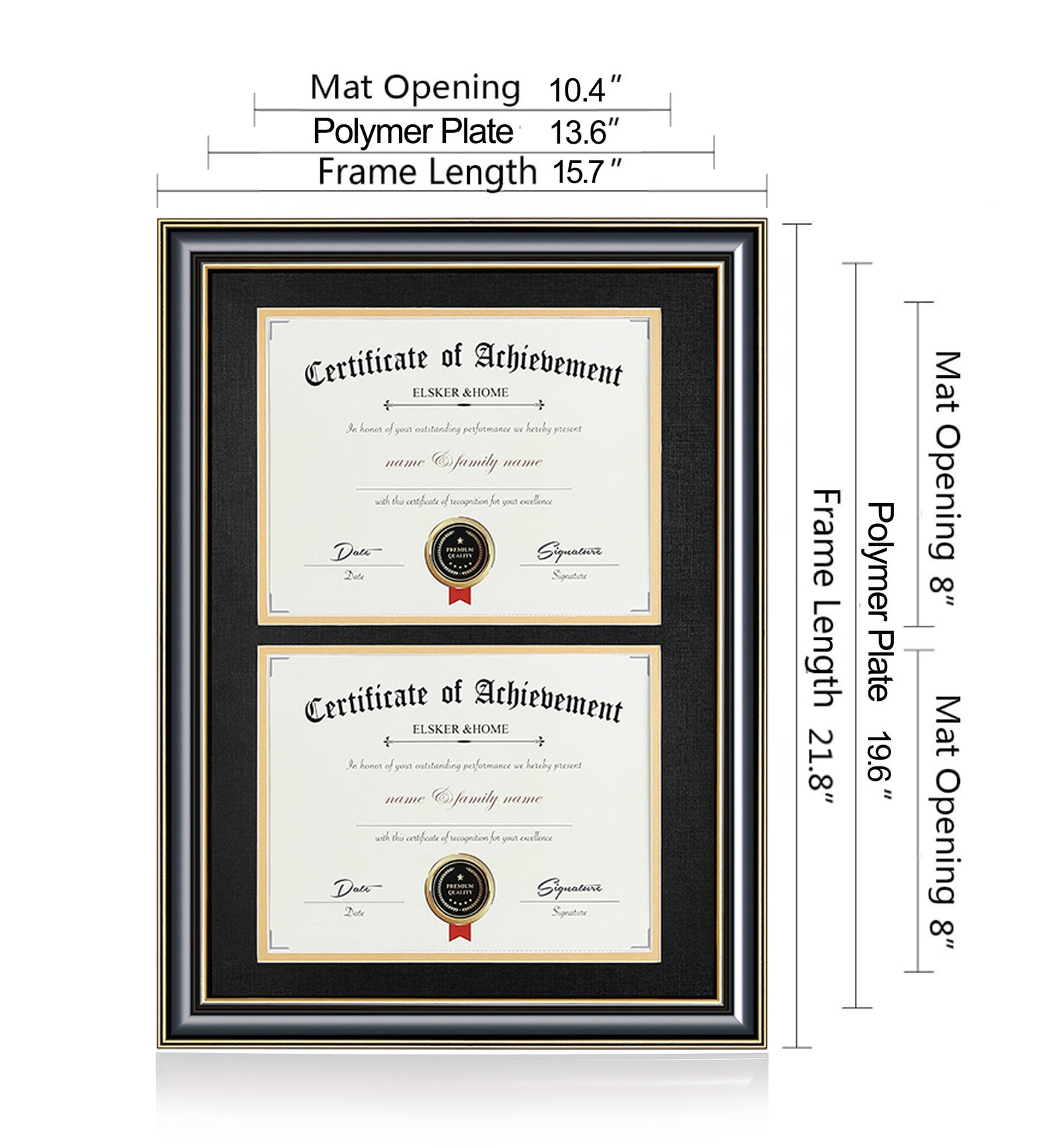 Documents Certificates Frame Double Mat Black Mat With Golden Etsy