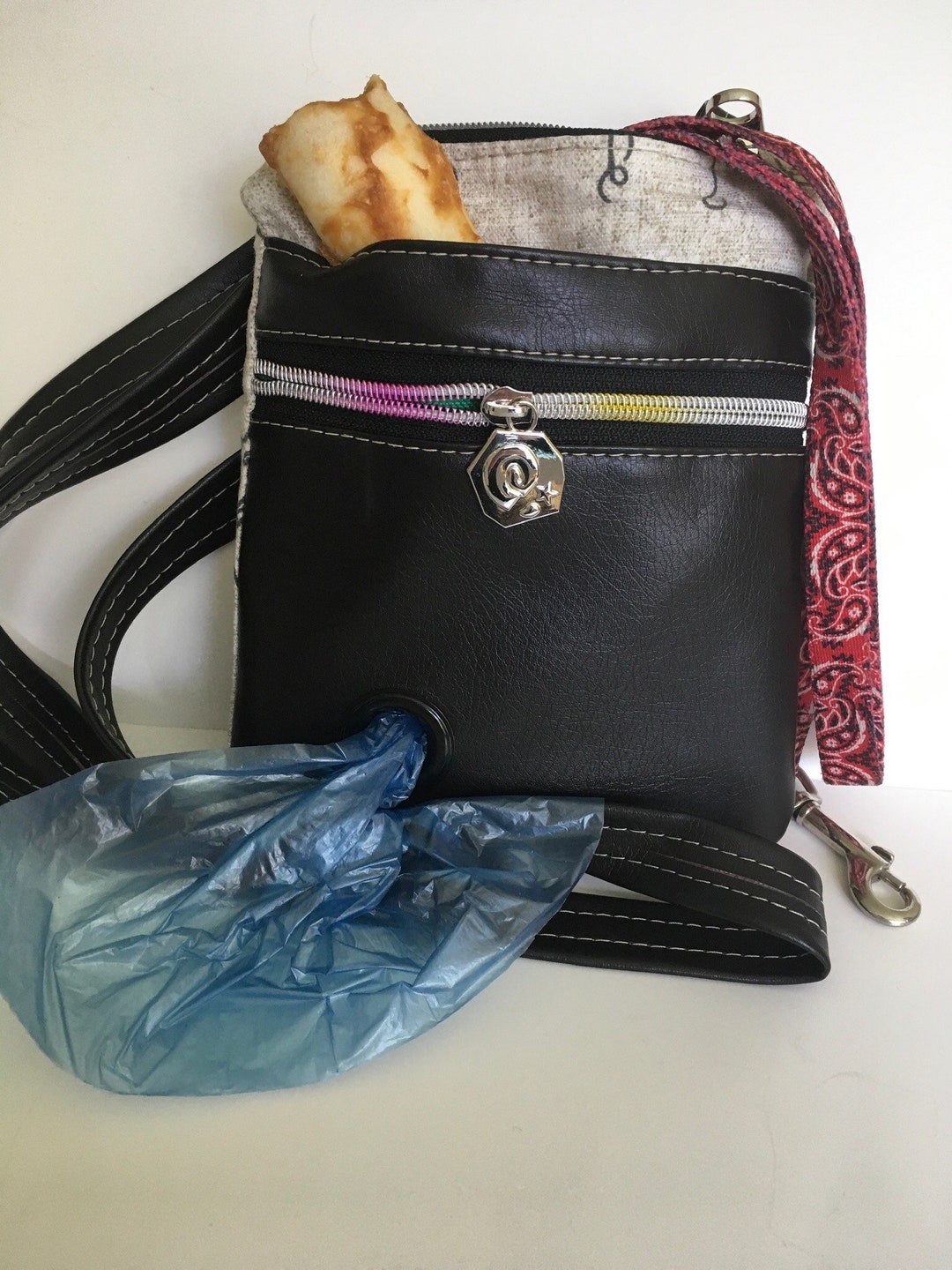 Slim Dog Walking Bag With Waste Disposal Access Etsy