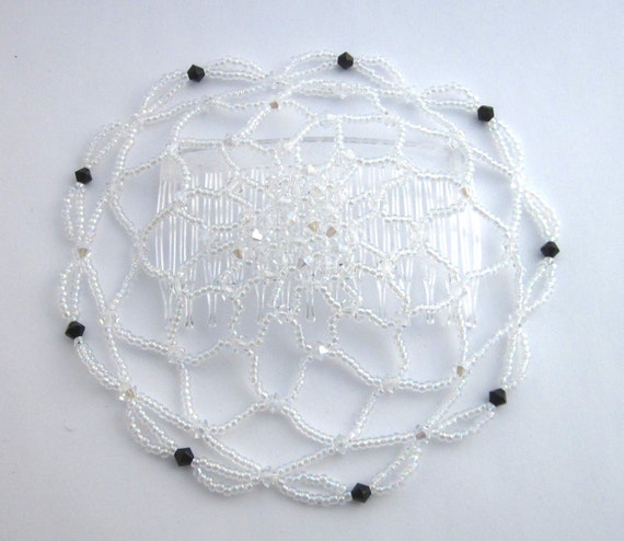New handmade white color beaded wedding headpiece / Kippah White Faux Pearl Tassel Crocheted Kippah, Skullcap, Yarmulke  main image 2