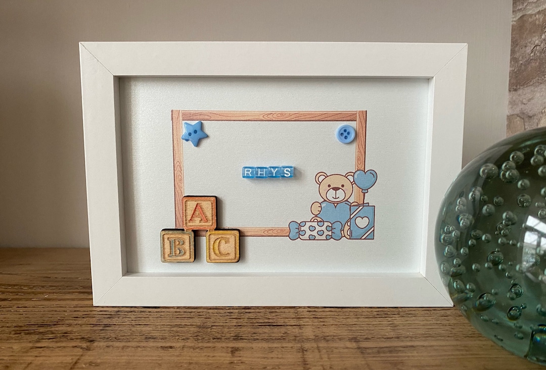 Personalised Blue Teddy ABC Frame - Etsy Österreich
