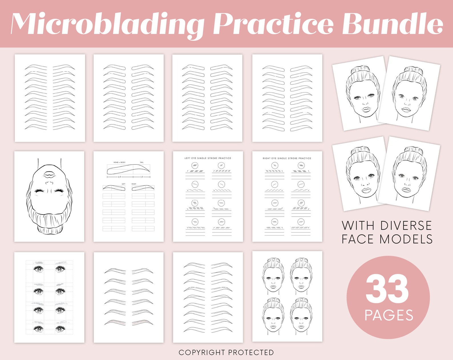 Microblading Practice Template.pdf Paquete de práctica de microblading Libro de trabajo para - Etsy México