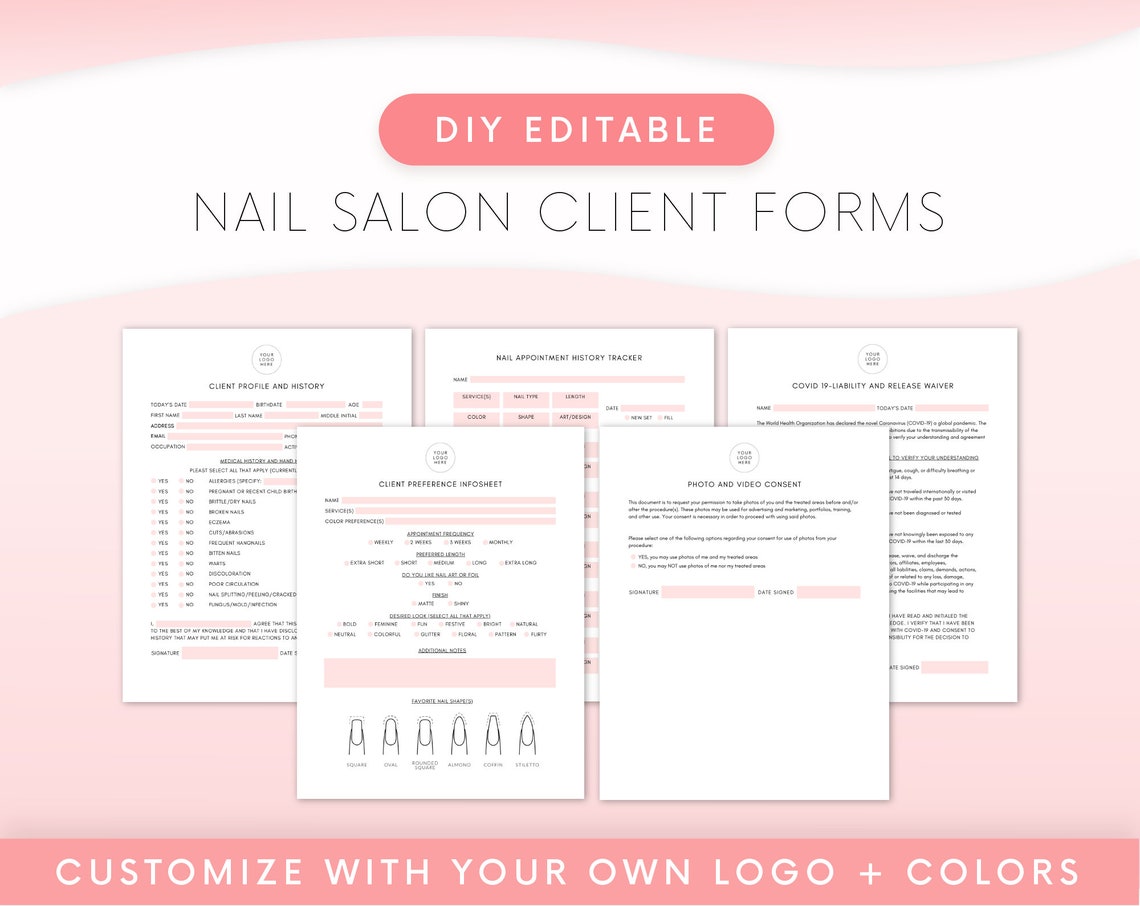 Nail Technician Forms DIY Editable Nail Tech Forms Nail | Etsy