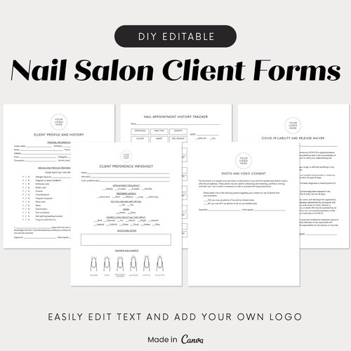 Nail Technician Forms DIY Editable Nail Tech Forms Nail Etsy