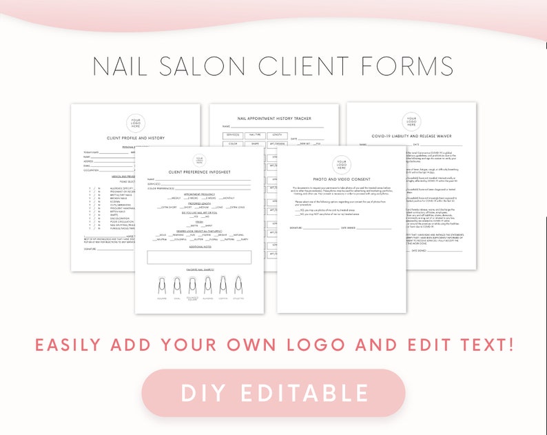 Nail Technician Forms DIY Editable Nail Tech Forms Nail Etsy