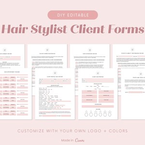 Hair Stylist Bundle - DIY Editable - Hair Stylist Contracts - Hair Salon Forms - Hair Waiver - Extensions Waiver - Color Waiver - Dusty Rose