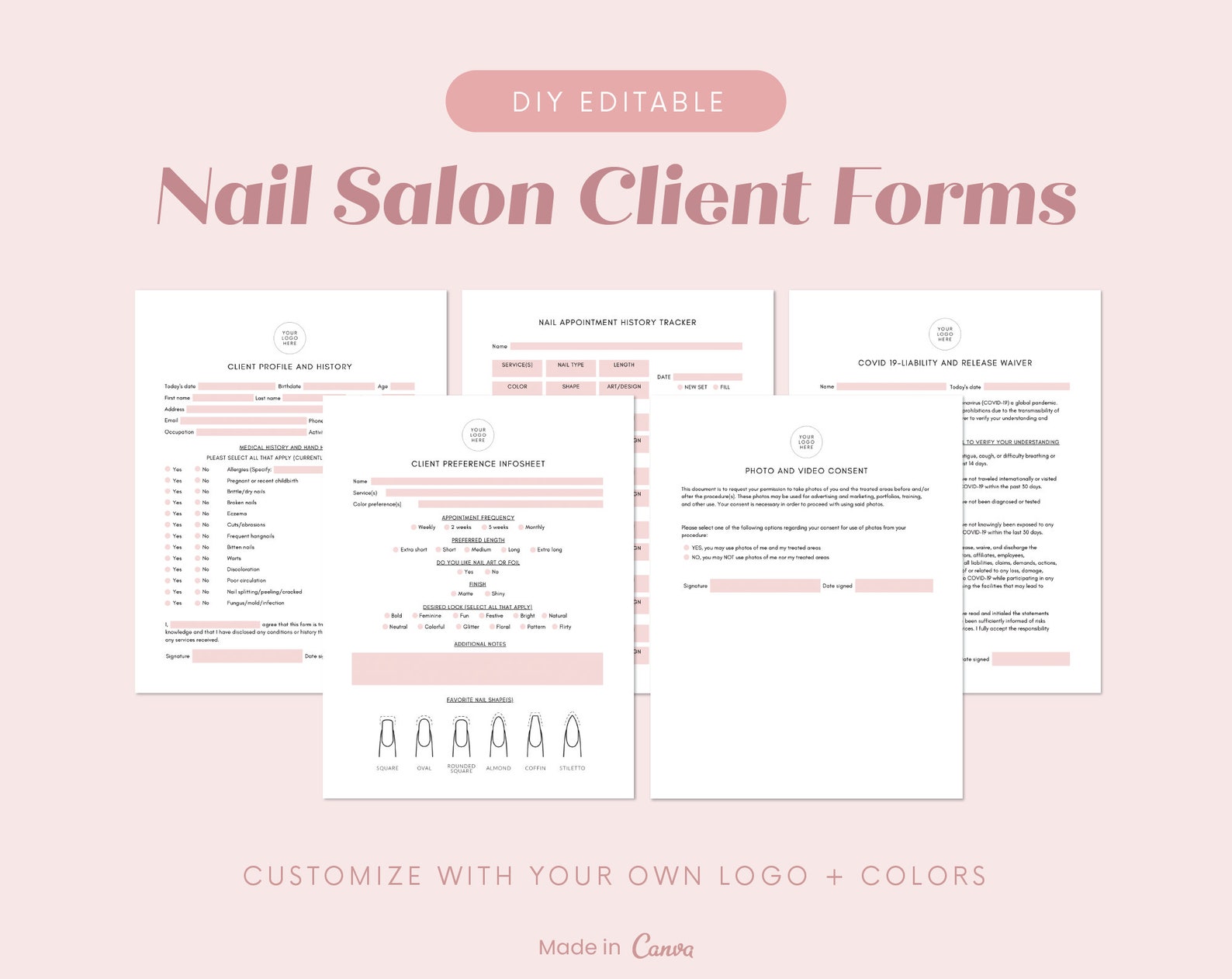 Nail Technician Forms DIY Editable Nail Tech Forms Nail Artist Forms ...