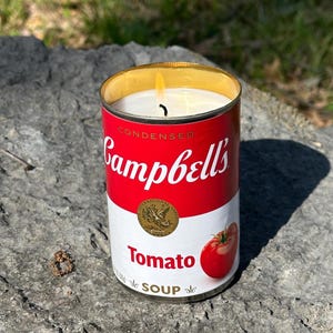 Candle in Campbell’s Tomato Soup Can, Choose Your Fragrance, Unique Whimsical Gift Handmade, Candle with a Handle