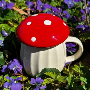 Candle in Mushroom lidded Mug Cup, Choose Your Fragrance, Unique Whimsical Cozy Gift Handmade