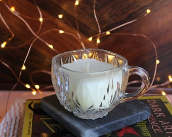 Cider Scented Candle in Antique Vintage Punch cup, Unique Whimsical Cozy Gift Secondhand Handmade
