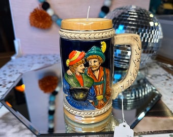 All Too Well scented Candle in Antique Vintage handmade German beer stein, hand painted Unique Whimsical Cozy Gift Secondhand Handmade