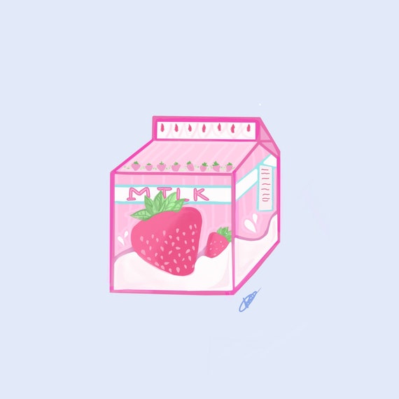 Strawberry Milk Aesthetic Digital Print Etsy