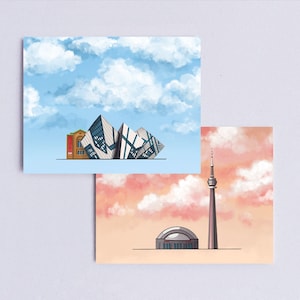 Ensemble de 2 cartes postales de Toronto, Tiny ROM et Tiny CN Tower & SkyDome