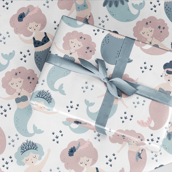 Mermaid Wrapping Paper Etsy