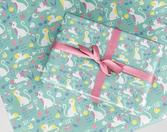 Cat Gift Wrap, Cat Wrapping Paper, Animal Wrapping Paper, Birthday Gift Wrap, Animal Birthday, Kids wrapping paper, kids gift wrap