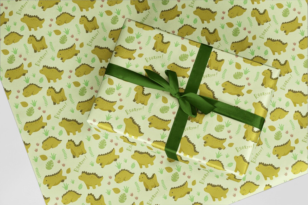 Dinosaur Gift Wrap Dinosaur Wrapping Paper Birthday Gift Etsy