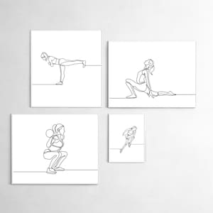 Female One Line Art, Gym Art, Home Gym Decor, Exercise Sign, Workout Poster, Gym Quotes, Fitness Gifts, Workout Wall Art, Gym Motivation