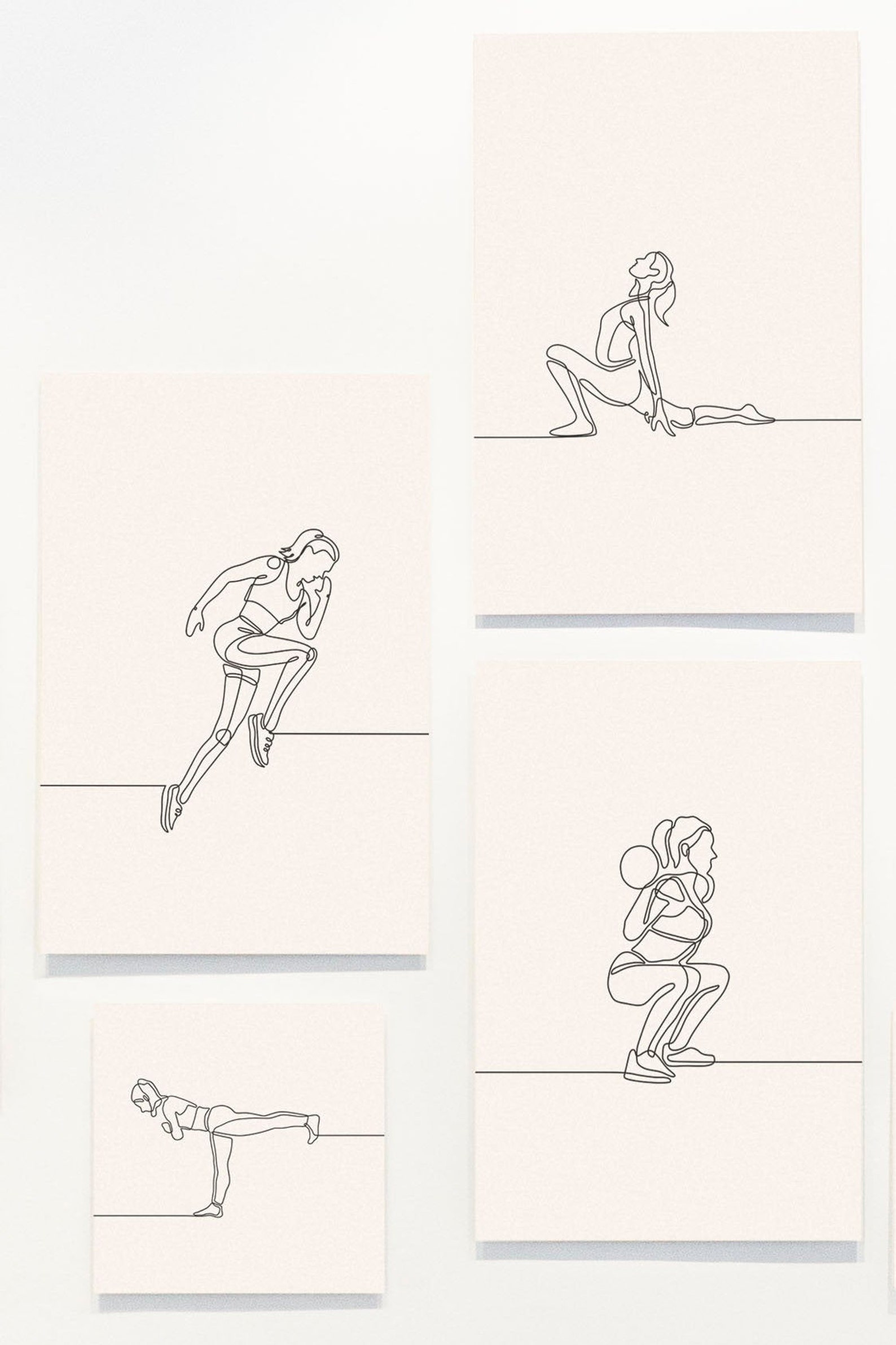 Female One Line Art Gym Art Home Gym Decor Exercise Sign Etsy