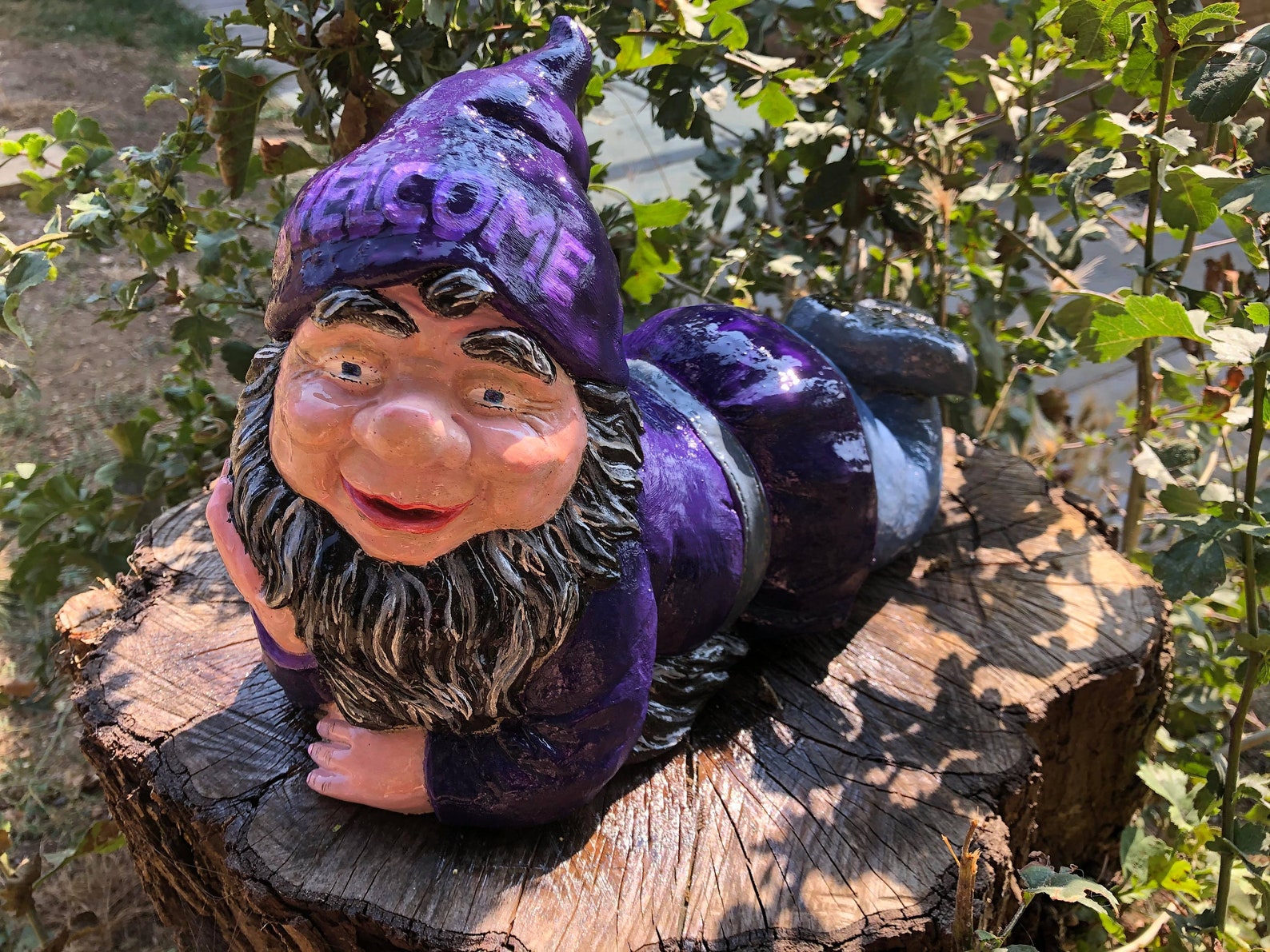 Unique Hand Painted Stone Garden Gnome Ornaments Outside Etsy UK
