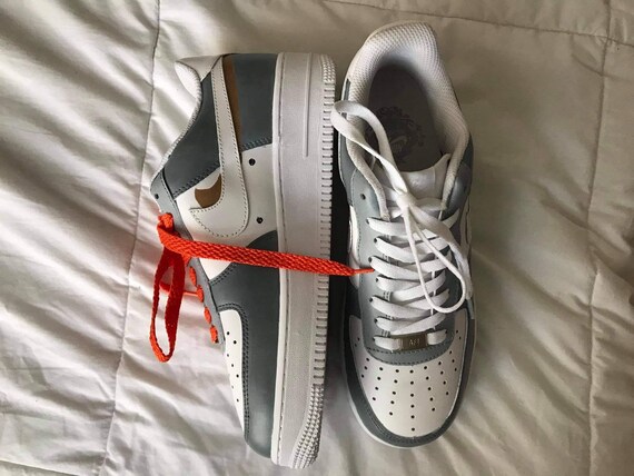 Customs Af1 Gray and White Air Force 1 Vintage Customs Af1 | Etsy