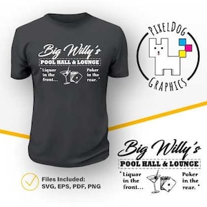Salón de billar Big Willy's / EPS SVG PDF / Archivo para imprimir y cortar
