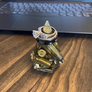 Custom Ring Holder With Brass Ammo Casings | Resin Ring Holder | Fathers Day | Wedding Ring Holder | Anniversary | Christmas Gift Fiancé