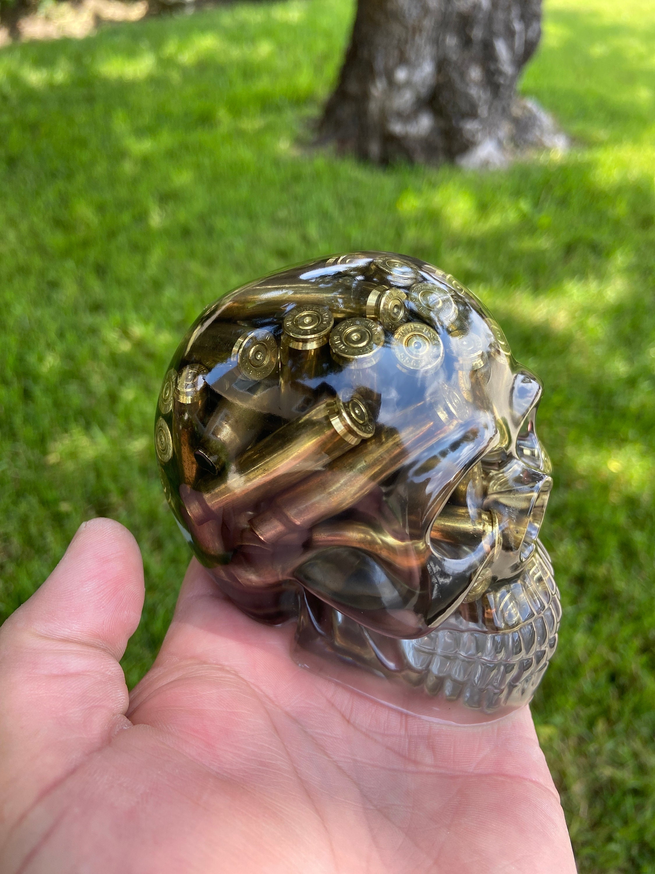 Ebros Bullet Shell Casings Skull Statue 6.5'L Figurine Home Decor