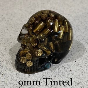 Epoxy Skull Bullet Skull Epoxy Resin Skull Skull Decoration Bullet decoration man cave gift man cave decoration anniversary 9mm Tinted