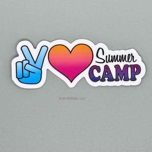 Summer Camp Water Bottle Stickers - Original artwork by RLM Design - assorted designs Peace, Love, Camp