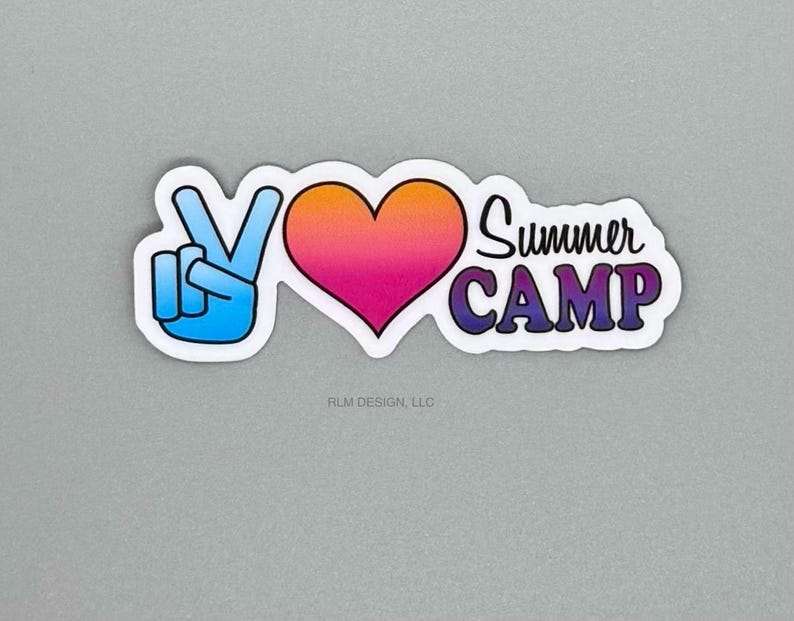 Summer Camp Water Bottle Stickers - Original artwork by RLM Design - assorted designs Peace, Love, Camp