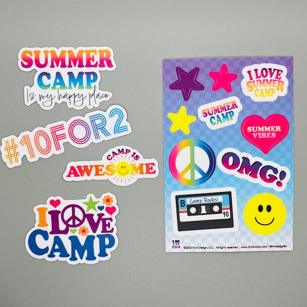 Summer Camp Stickers - Original artwork by RLM Design - assorted designs
