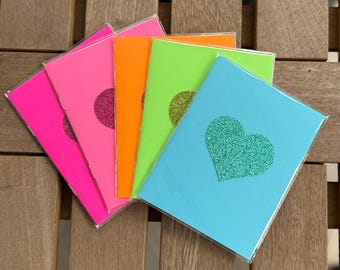 Glitter Heart Mini Paper Journals - by RLM Design, LLC