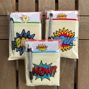 Coffret cadeau - Ensemble de mots de remerciement style super-héros - par RLM Design, LLC - comprend des mots de remerciement, une pochette en toile avec fermeture à glissière et un stylo