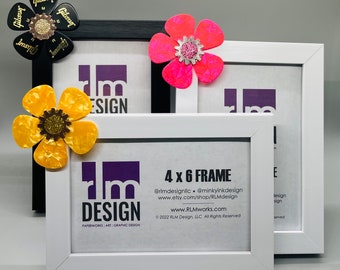 Picture Frame - Guitar Pick Flowers - 4"x6", by RLM Design, LLC, assorted colors