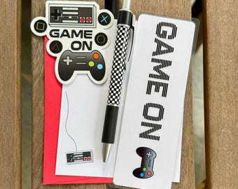 Stationery Gift Set – Gamer, includes Flat Notes, Bookmark, Water Bottle Sticker & Pen