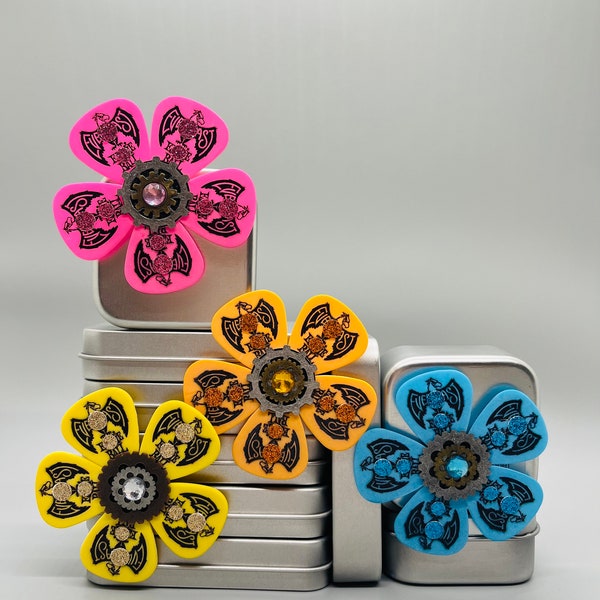 Guitar Pick Glitter Flower Magnets - by RLM Design, LLC - single flower magnets